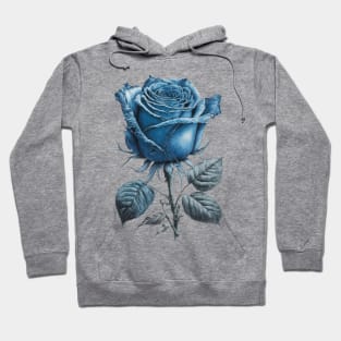 Blue Rose Drawing, Flower Drawing, Gift For Her Hoodie